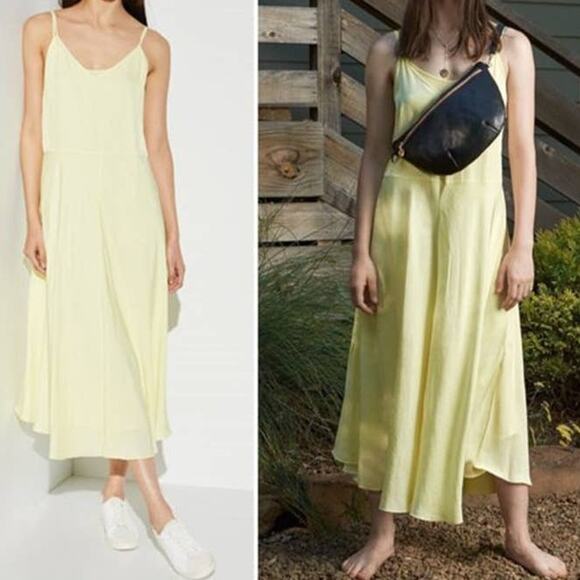 Vince Double Layer Spaghetti Strap Slip Dress Lemon Glow SLIP ONLY - Picture 1 of 11